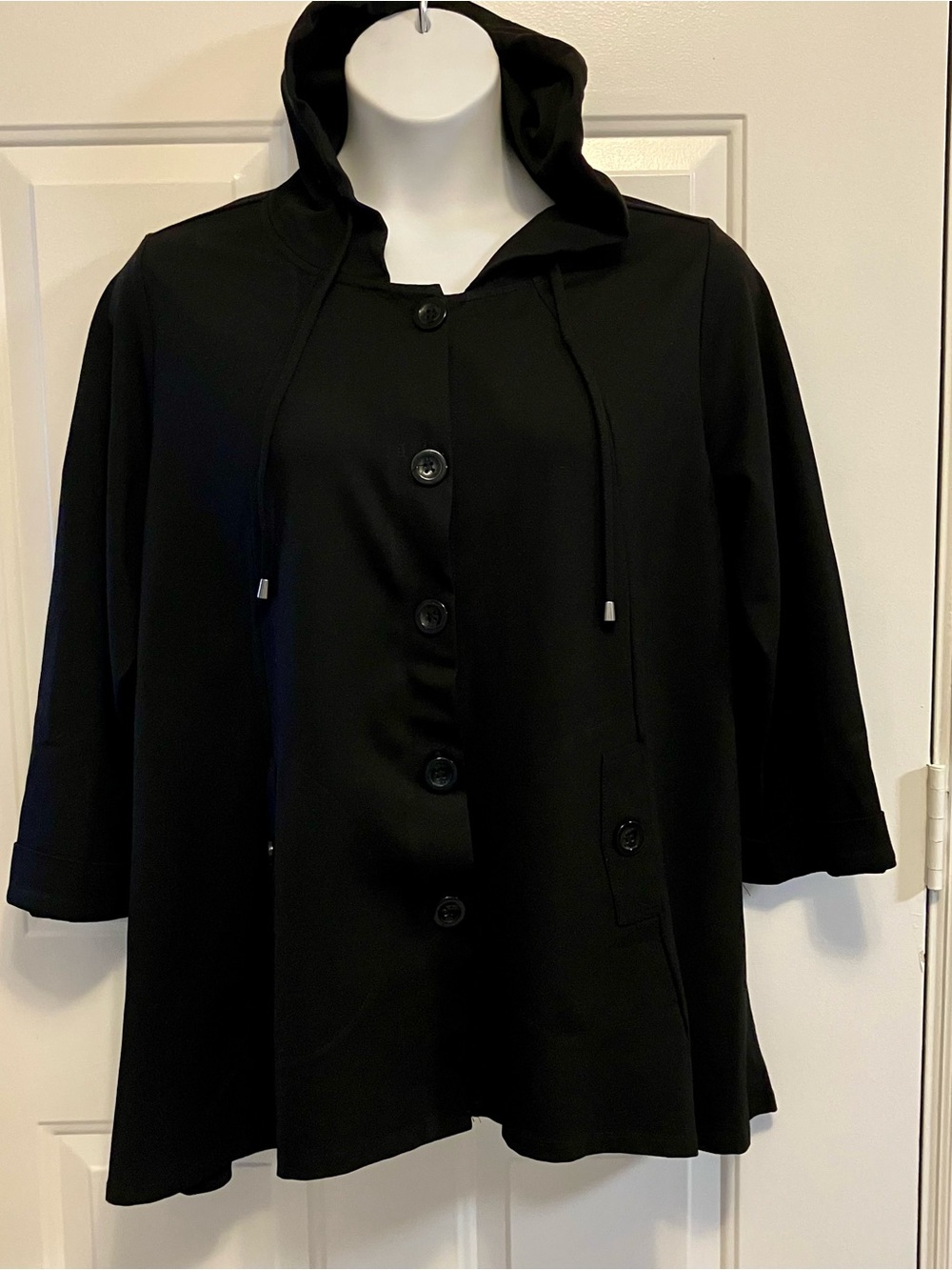 Christian Siriano Sz 1X Women’s Black Pea Coat Jacket Lagenlook